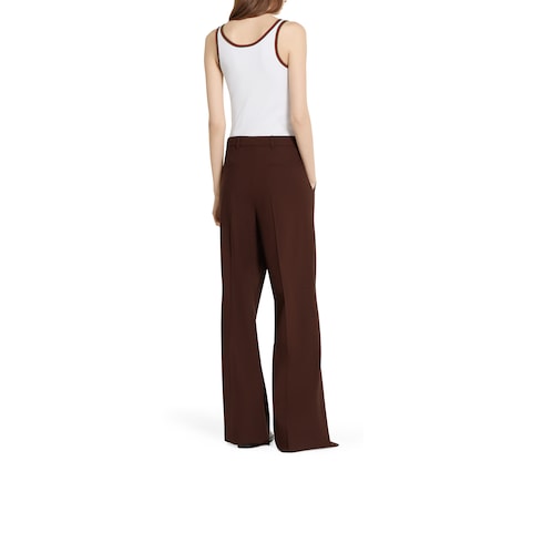 Stretch wool pants with embroidery