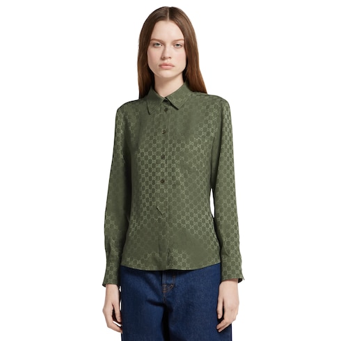 Camisa de jacquard de seda con GG