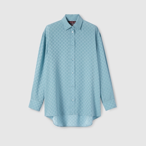 Übergroße Bluse aus GG Seidenjacquard