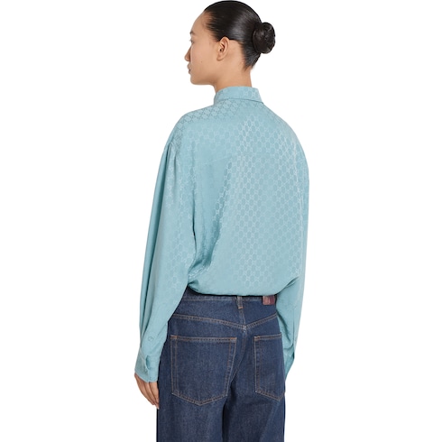 Camisa extragrande de jacquard de seda con GG