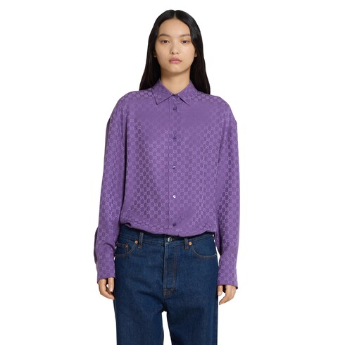 Camisa oversize de jacquard de seda con GG