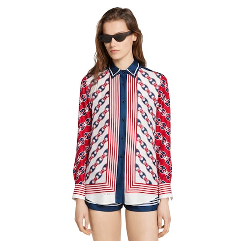 Bluse aus Seidentwill mit Print