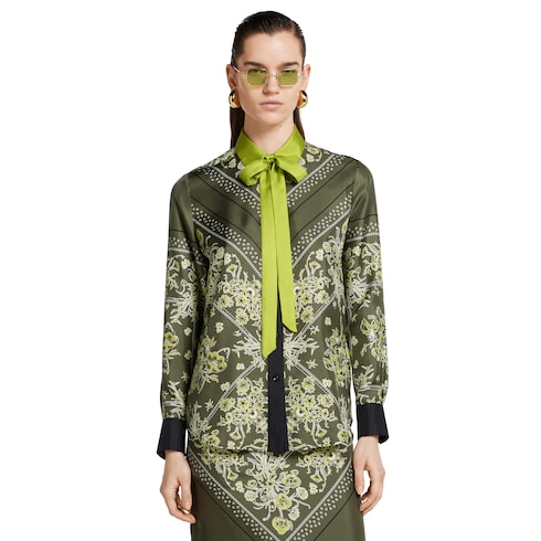 Printed silk twill shirt