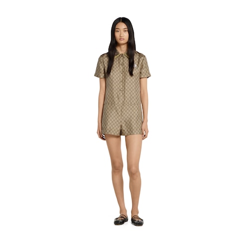  Jumpsuit aus GG Seidentwill mit Print