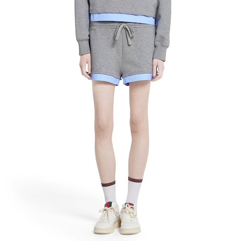 Shorts aus Baumwolljersey mit Stickerei