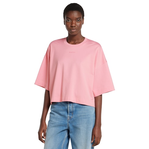 Cotton jersey maxi T-shirt with embroidery