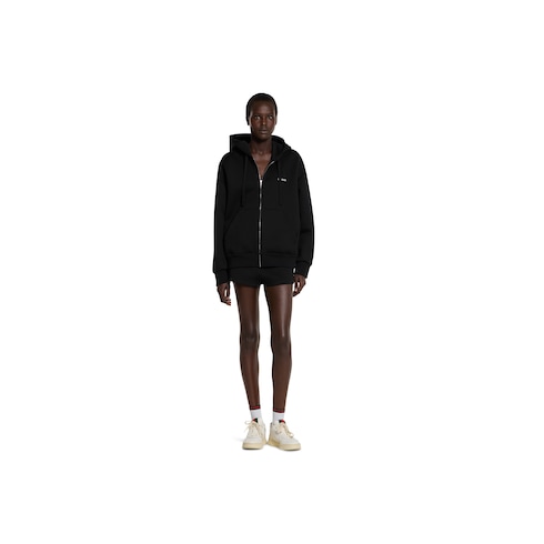 Cotton jersey hooded zip sweatshirt