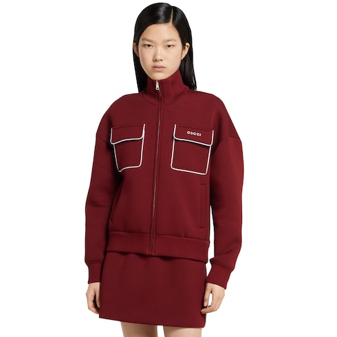 Jersey zip sweatshirt with logo