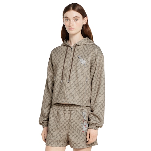 Printed technical jersey zip jacket