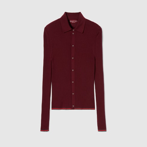 Polo seda de cashmere fino con tribanda Web
