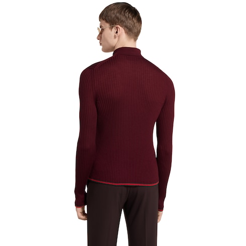 Polo in seta e cashmere fine con motivo Web