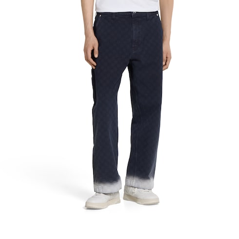 Pantalon en jacquard de denim GG en coton délavé à l’acide