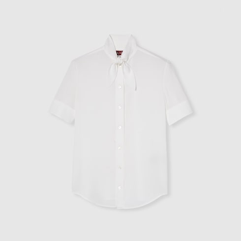 Silk crêpe de chine shirt with embroidery