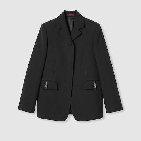 Crêpe wool silk jacket with tiger