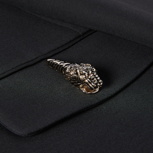 Crêpe wool silk jacket with tiger