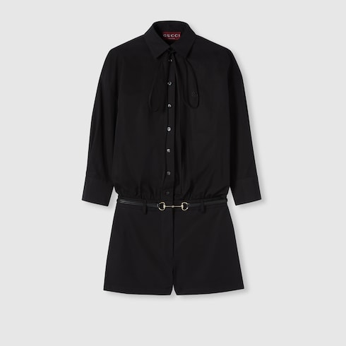 Cotton poplin jumpsuit with embroidery