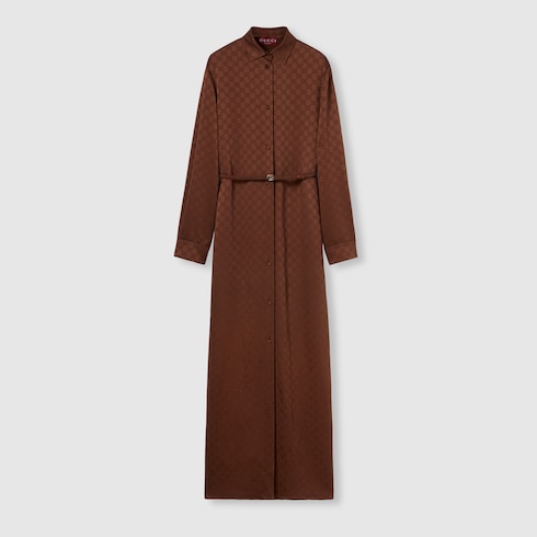 Kleid aus GG Satin mit Doppel G Gürtel