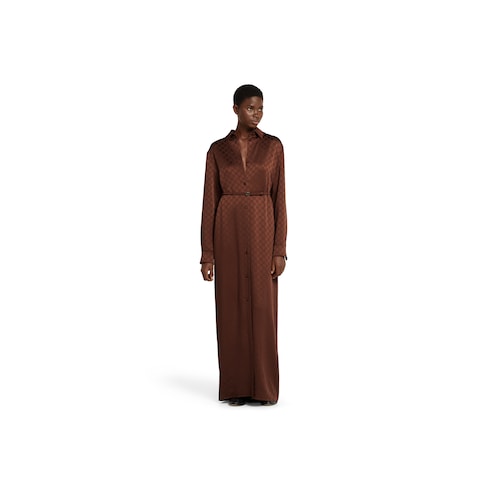 Kleid aus GG Satin mit Doppel G Gürtel