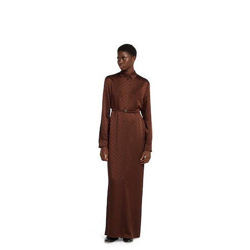 Kleid aus GG Satin mit Doppel G Gürtel