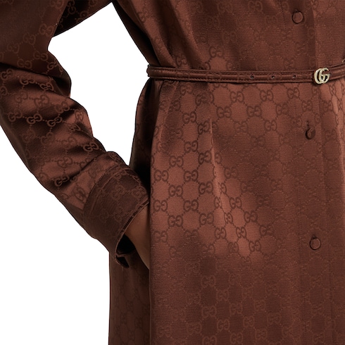 Kleid aus GG Satin mit Doppel G Gürtel