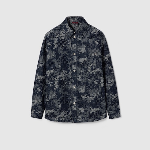 Hemd aus GG Denim-Jacquard