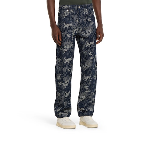 Pantalon en denim à jacquard GG