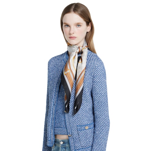 Printed silk twill carr