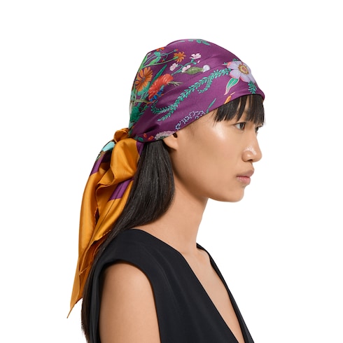 Pañuelo cuadrado de sarga de seda estampada