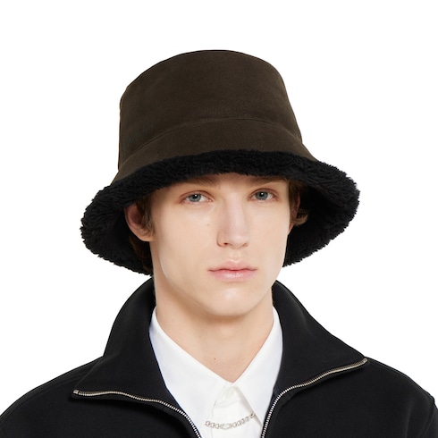Cloche in cotone e shearling