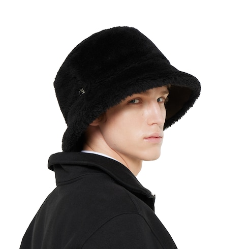 Cloche in cotone e shearling