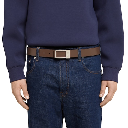 Reversible belt with rectangular buckle