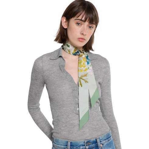 Ruban en twill de soie imprimé