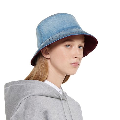 GG denim bucket hat