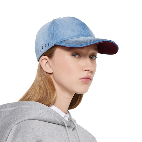 Cappellino da baseball in denim con Doppia G