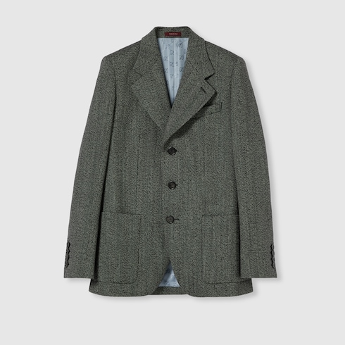 Herringbone wool mouliné jacket