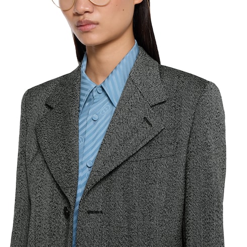 Herringbone wool mouliné jacket