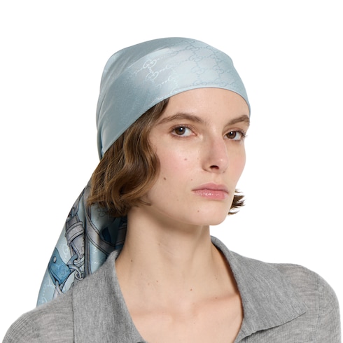 Printed GG silk jacquard carré