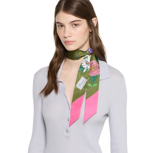 Ruban en twill de soie imprimé