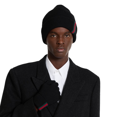 Bonnet en laine avec bande Web