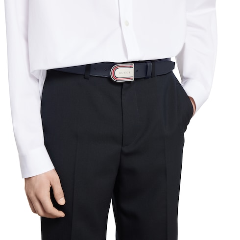 Belt with enameled Web detail buckle