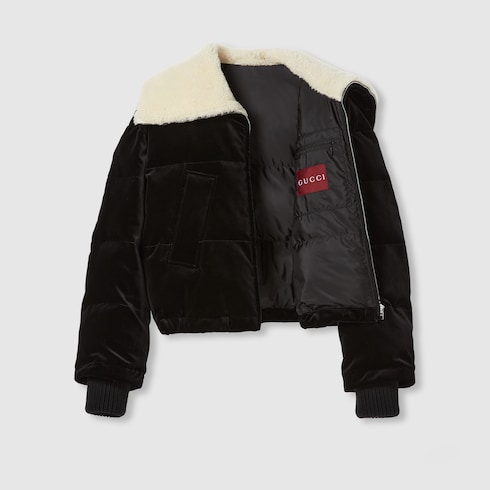 Cotton velvet puffer bomber