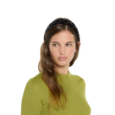 Haarreif aus weichem Samt mit Kristallen