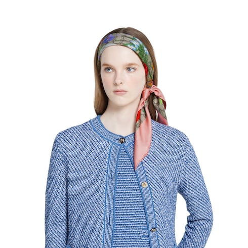 منديل جيب مربع من تويل حرير بطبعة Flora