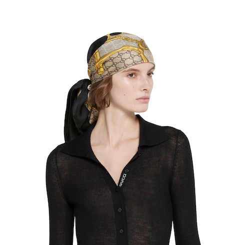 Carré en twill de soie imprimé