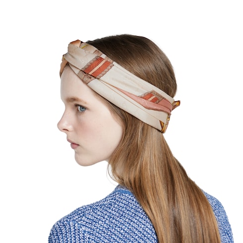 Vierecktuch aus Seidenjacquard mit Print