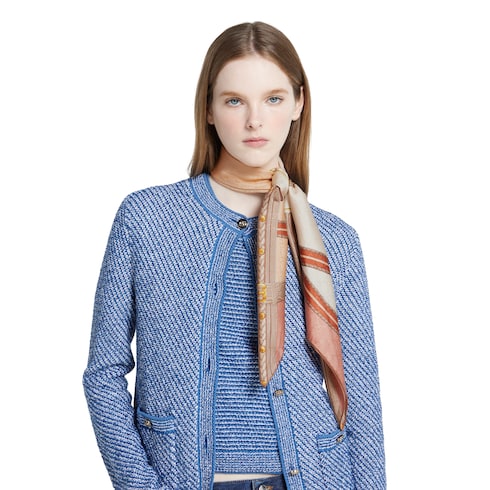 Carré in seta jacquard stampata
