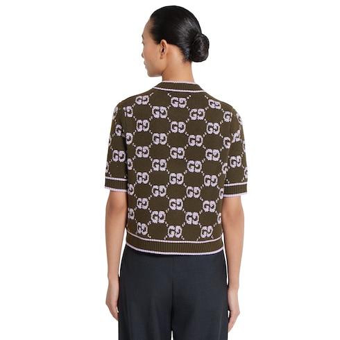 Top de jacquard de lana de rizo con GG