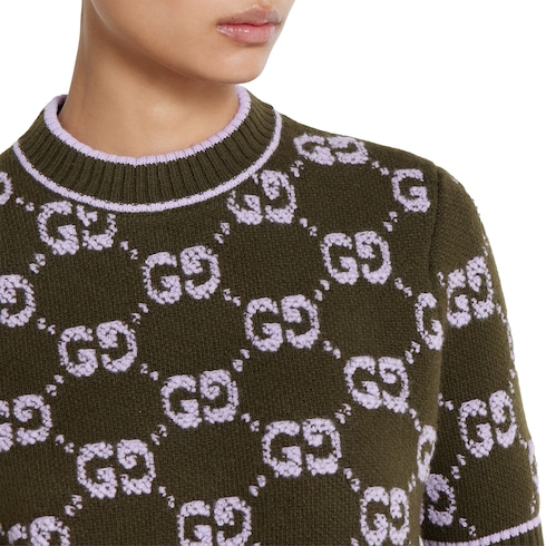 Top de jacquard de lana de rizo con GG