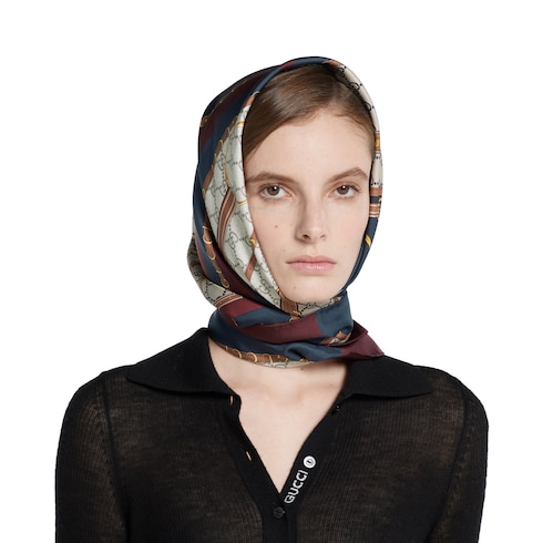 Carré en twill de soie imprimé