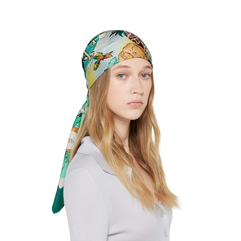 Vierecktuch aus Seide mit Print, 90 x 90 Projekt